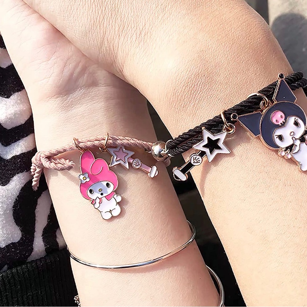 ⭐️$7 Bundle• Kuromi & My Melody Magnetic Best Friends BFF Charm Bracelets